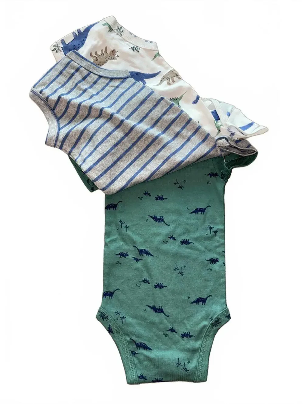 NEW! Carter's Baby Bodysuits 3-Pack, 6 Months, Dinosaur Print & Stripes